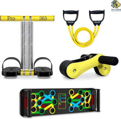 PRO365 Combo Of TT, Pushup Board, Fold Ab Roller with Toning Tube For HomeGym Exerciser Floor Training Bar
