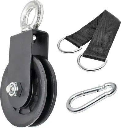 FitBeast Pack of 1 Silent Nylon Gym Cable Pulley Wheel with Hanging Straps and Carabiner Multi-training Bar