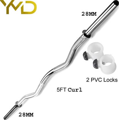 YMD 5ft Curl Solid Chrome 28mm Gym Rod Weight Lifting Bar