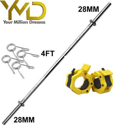 YMD 4FT Straight 28mm weightlifting rod With Barbell Clamps And Spring Lock Weight Lifting Bar