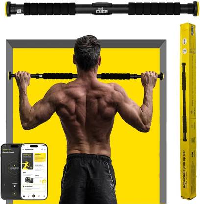 The Cube Pull Up Bar NEO Capacity - 220 Lbs(85 cms - 115 cms) Pull-up Bar(Black, Yellow) पुल-अप बार