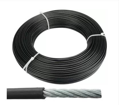 m art Gym Machine Wire Rope PU Coated Cable Inside Steel (Black) Multi-training Bar