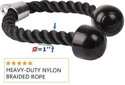 HACKERX Biceps Triceps Rope With Snap Hook Triceps Bar for Fitness Workout.(Black) Triceps Bar
