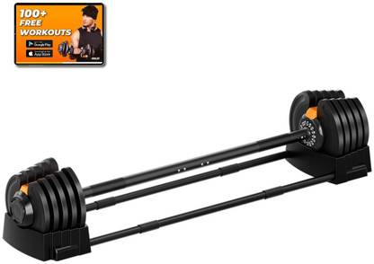 Flexnest 2in1 Adjustable Barbell Dumbbells with 4 Pairs Weight Plates 2.5kgs - 41kgs Weight Lifting Bar