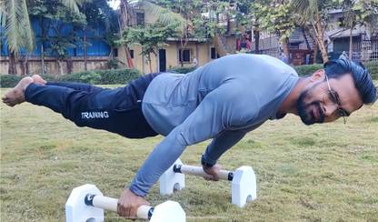 Calistreet workout Wooden Parallettes - Wooden Pushup Bar,(45* 18* 18, cm) Heavy duty (white) Push-up Bar