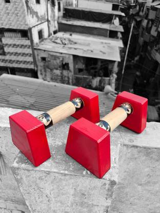 Calistreet workout Wooden parallettes pushup bar Red mini Push-up Bar