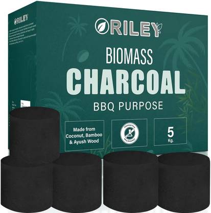 Oriley Coconut Shell Charcoal Briquette Cubes Burning Coal Koyla for Barbeque Grill (5 Kg) Charcoal Grill