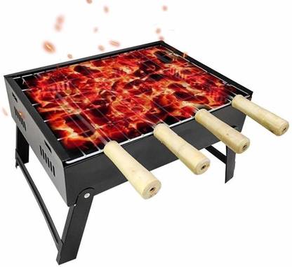 Chefman Compact Coal Barbecue Griller with Foldable Legs & Removable Parts for Outdoor with 4 Skewer Charcoal Grill