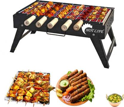 HOT LIFE TableStyleFoldingCompactPicnicBarbequeGrill,Tandoorwith5Skewer, Charcoal Grill