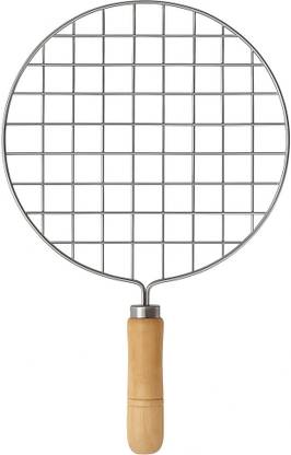 Growthora Papad Jali, Barbeque Round Jali Roaster Grill with Wooden Handle. Gas Grill