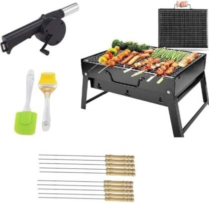 NL Traders StainlessSteelPolish10InchBarbequeSkewersSetof6pcs Charcoal Grill