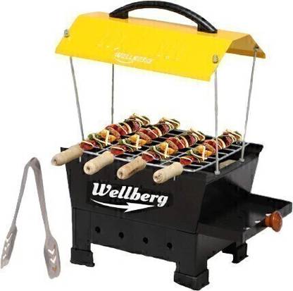 WELLBERG 1200W Cooker for Barbecue, Portable 2-in-1 for Home Travel Use Charcoal & Electric Grill