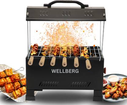 WELLBERG 2-in-1 1200W BBQ for Versatile Home Cooking and Delicious Meals Charcoal & Electric Grill