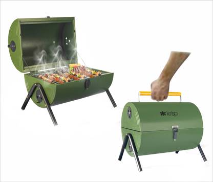 KRISP DholBBQBarrel-Green Charcoal Grill