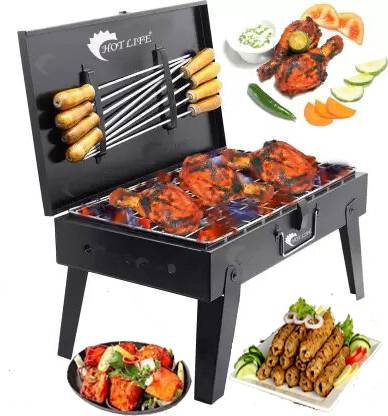 HOT LIFE BarbecueBasketFoldableforRoastBBQPortableGrillingBasketwithWoodHandle Charcoal Grill