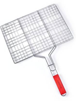 AMOZI Mild Steel Portable Barbecue BBQ Grill Net Basket Roast Grilling Tray Plated Charcoal Grill