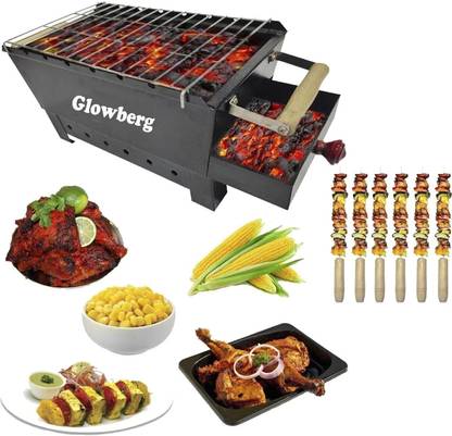 Glowberg Portable Outdoor Coal Barbeque for Healthy Cooking Food & Party Grilling Fun Charcoal Grill