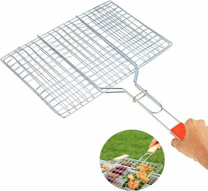 HomeFast BarbecueGrillingBasketBBQGrillNetSteakMeatFishVegMeshHolderTools Charcoal Grill