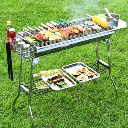 Livzing Foldable Barbeque Set - Stainless Steel Charcoal Grill