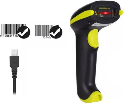 F2C Barcode Scanner Wireless 2-in-1 Scanner with USB Receiver - Yellow Laser Barcode Scanner