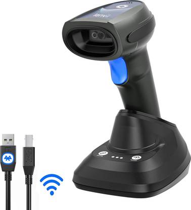 LENVII Bluetooth & Wireless 2D Barcode Scanner Handheld QR Code Scanner USB Wired 1D Barcode Reader 3 in 1 with Charging Base 2D Camera Barcode Scanner