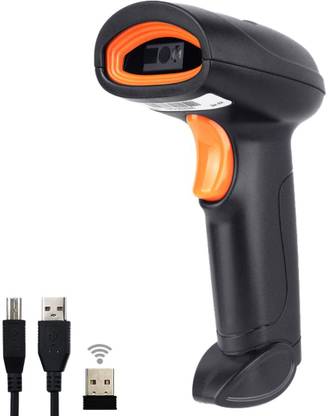 Helett HT20 Wireless Barcode Scanner 1D&2D QR Code 2in1 Wireless and USB Wired | Buzzer Indicator| Induction Scanning Laser Barcode Scanner