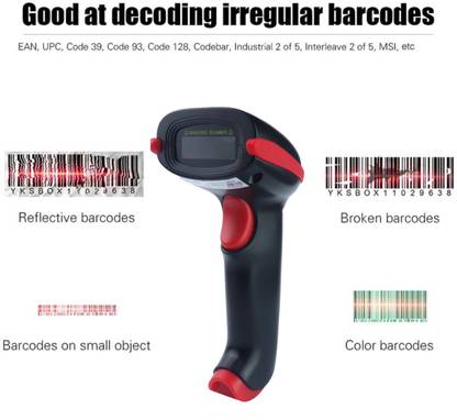 F2C Wireless Laser Barcode Scanner Barcode Handheld Scanner Wireless 2-in-1 with USB Receiver - Red Laser Barcode Scanner