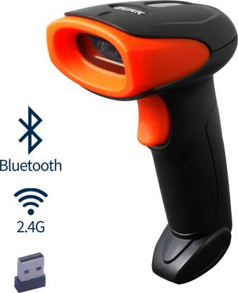 AVIER AV20 4.4GHz 2D & 1D Barcode Scanner (QR Code & Barcode Bluetooth,Wired,Wireless Rechargeable Connectivity | Induction Scanning with Built-in Illumination Light Laser Barcode Scanner