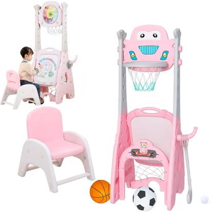 metreno 8in1 Basketball Set for Kids Indoor Basketball Net with Stand Football Game Basketball Ring