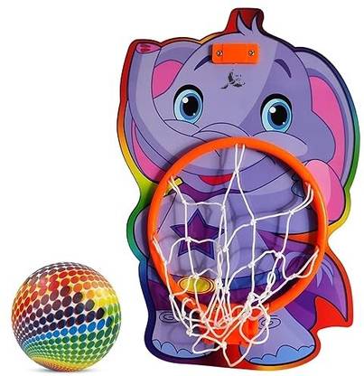 Koel Elephant Shaped Kids Hangable Basket Board Kit Basket Ball Set Net Basketball Ring