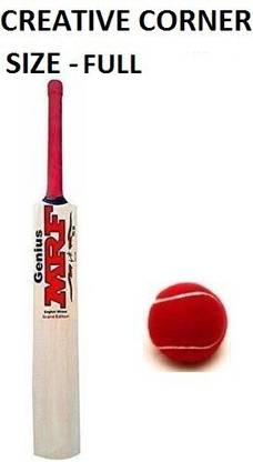 Creative Corner MRF M-1005 FULL SIZE BAT +1 BALL COMBO new Org Poplar Willow Cricket  Bat For 15+ Yrs