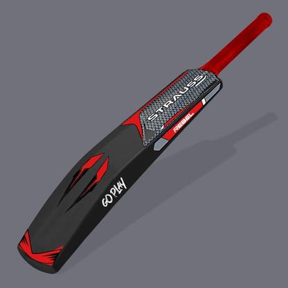 Strauss Rebel , Size SH / Full Size (34 X 4.5 inch) For All Age Groups (Black) PVC/Plastic Cricket  Bat For 15+ Yrs