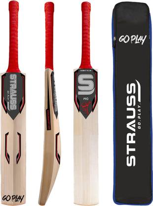 Strauss Pro | Suitable for Leather Ball | Size: Short Handle | Kashmir Willow Cricket  Bat For 15+ Yrs