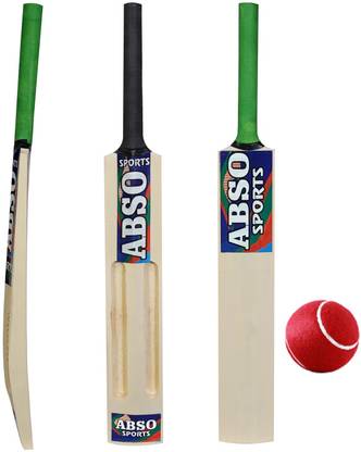 abso Wooden Cricket Bat and Ball with 2 SCOOP Design - Size 1 ("Ages 3-4 years)" Cricket Kit