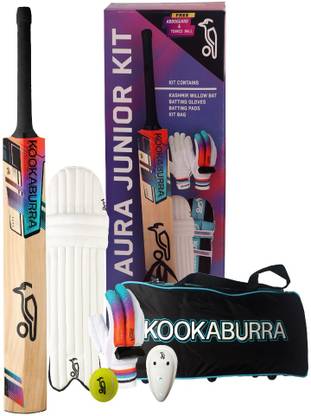 KOOKABURRA Aura Pro 9.0 Junior Cricket Kit Without Helmet, Size-4 Kashmir Willow Cricket  Bat For 6 - 7 Yrs