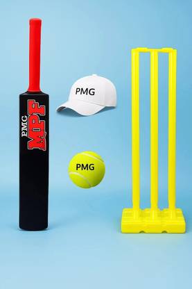 PMG Cricket Bat for Kids 5-7 Years – Plastic Bat, Wickets set, Ball & Cap PVC/Plastic Cricket  Bat For 6 - 7 Yrs