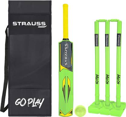 Strauss Rebel Plastic Cricket Kit, Size SH (34 X 4.5inches) for All Age Groups, (Green) Cricket Kit