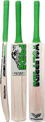 WOLF PRIDE RetroPlus Green & Green Grip Popular Willow Cricket Bat NA Poplar Willow Cricket  Bat