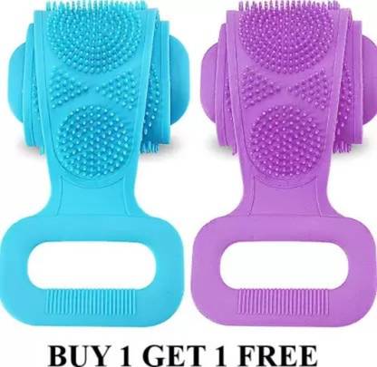pawan_co Silicone Body Back Scrubber Double Side Bathing Brush for Skin Deep Cleaning