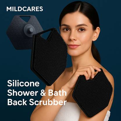 MildCares Silicone Back and Body Scrubber with Soft Bristles and Suction Grip for Shower