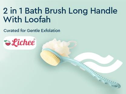 LeaFox Back Body Bath Brush with Bristles & Loofah Scrubber with Long Curved Handled