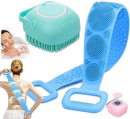 Swilco 2 in 1 Bath Combo of Silicone Body Scrubber, Dead Skin Removal Exfoliating Belt