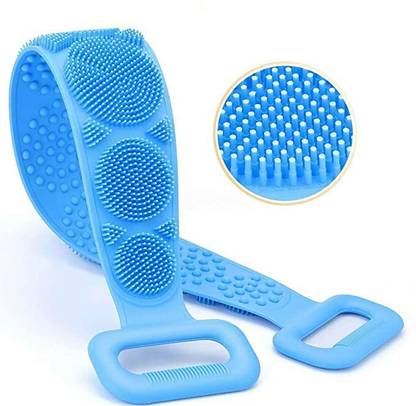 Bullu Silicone Body Bath Belt Silicon Double Scrubber (Multicolor)