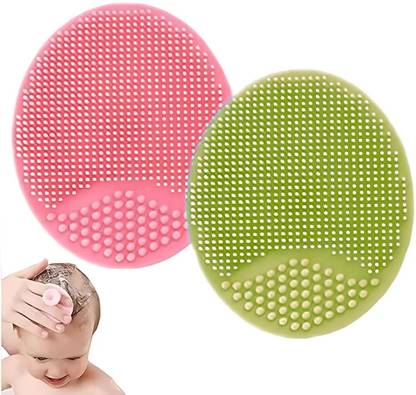CONQUER Skin Soother Baby Bath Brush and Women scrub Silicone Cradle Cap Brush(PackOf 2)