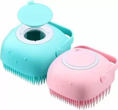S.Blaze 2 Pcs Soft Bath Body Brush with Shampoo Dispenser Scrub Massage for Men ,Women