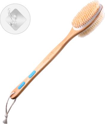 INCLUSSHOP Shower Brush Long Wooden Handle for Easy Reach Scrub Back and Foot for Cleaner