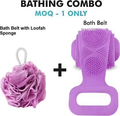 AKSTARS Silicone Back Scrubber for Shower with Loofah combo Pack of 2 (multicolor)