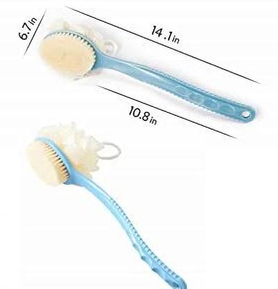 K2J Aloofah 2 IN 1 Back Body Bath Brush with Bristles and Back Scrubber Long Handled