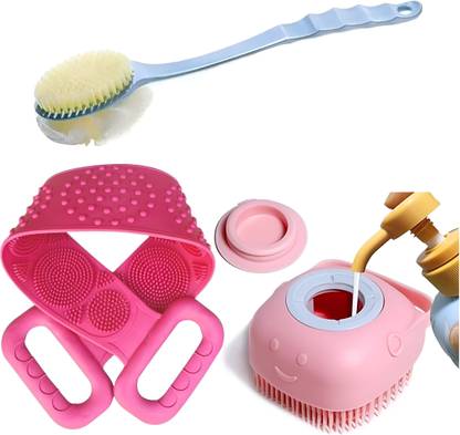 Gshop Bath Brush combo of 3 pcs in one set for body scrubbing , bathing, shower combo
