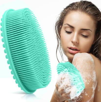 HASTHIP Silicone Body Scrubber, Silicone Loofah Shower Body Scrubber with Handle, 2 in 1